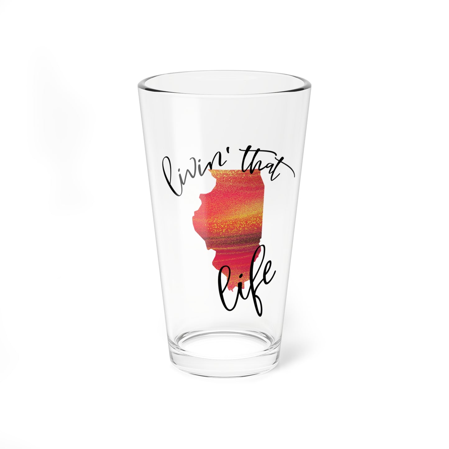 Livin' That Illinois Life 16oz Mixing Glass | Perfect for Cocktails & Celebrations