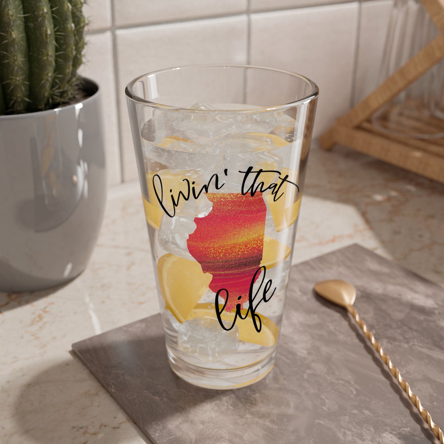 Livin' That Illinois Life 16oz Mixing Glass | Perfect for Cocktails & Celebrations