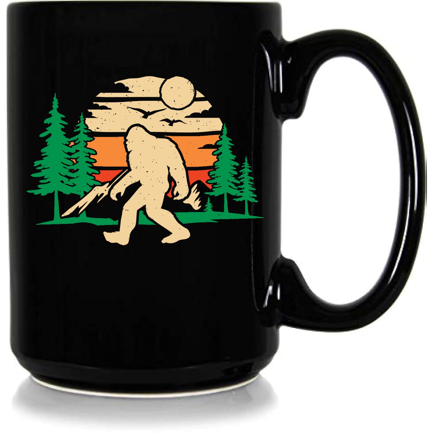 Forest Sasquatch 15oz Black Ceramic Coffee Mug