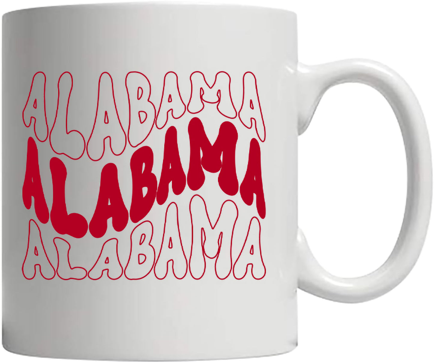 Alabama Wave Script 11oz White Ceramic Coffee Mug