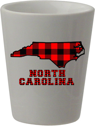 North Carolina Plaid 1.5oz White Ceramic Shot Glass