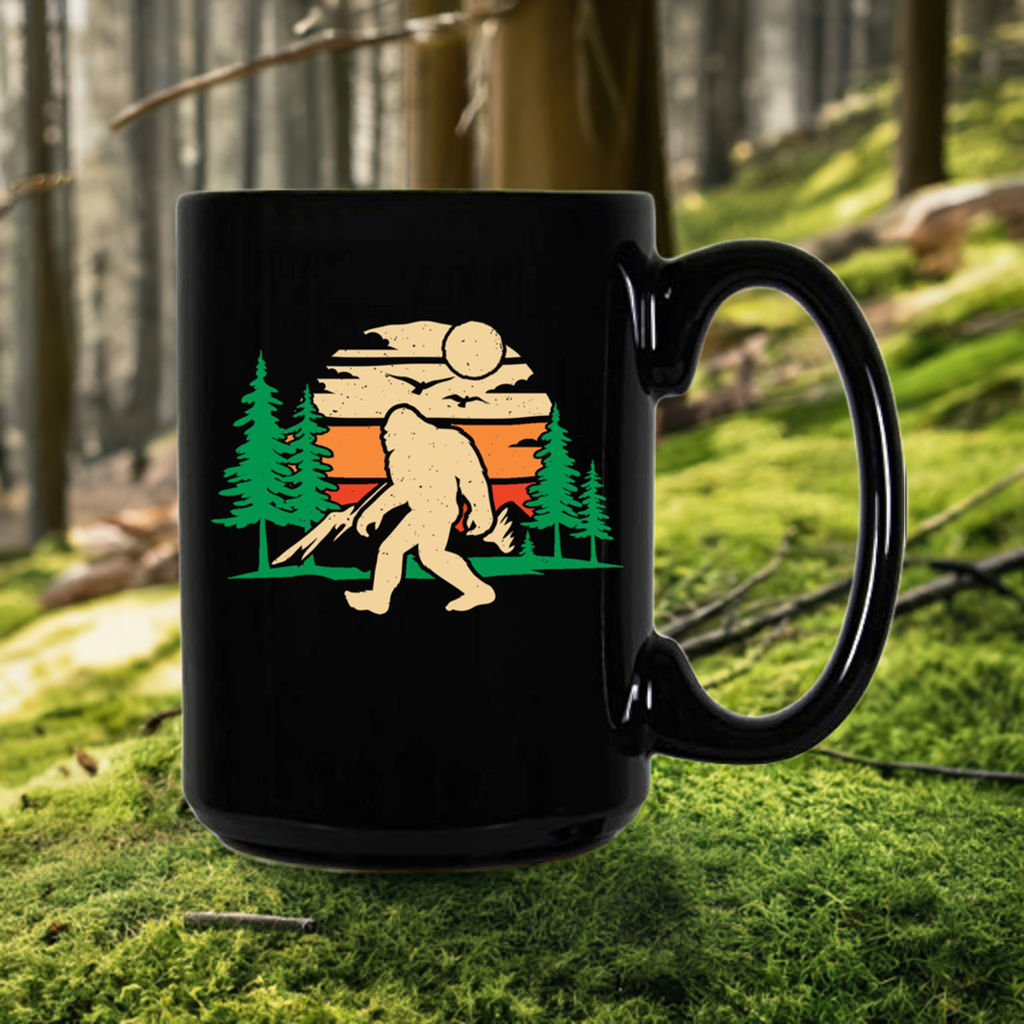 Forest Sasquatch 15oz Black Ceramic Coffee Mug